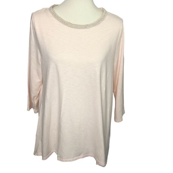 Chicos Pull-over Tunic Top High-low Hem Soft Peach Size 18 - Picture 5 of 12